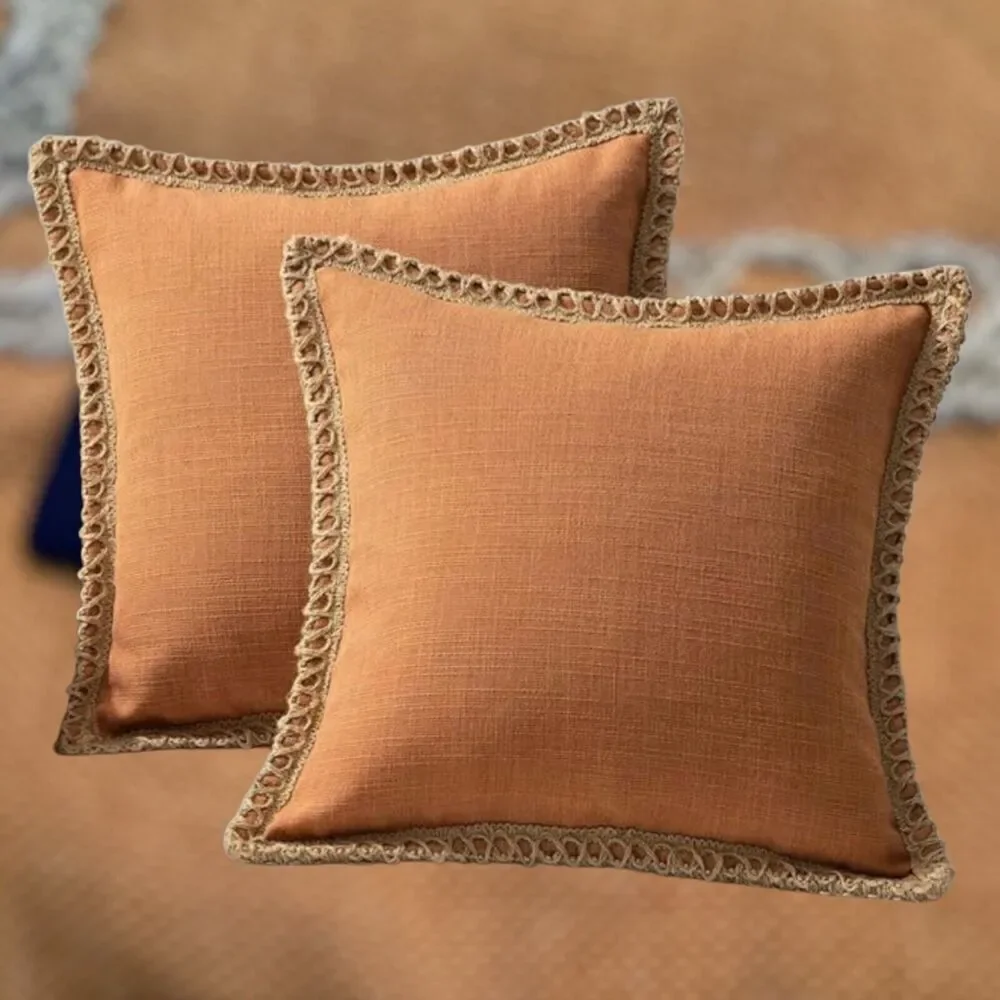 Phantoscope Pack of 2 Farmhouse Decorative Solid Throw Decorative Pillow
